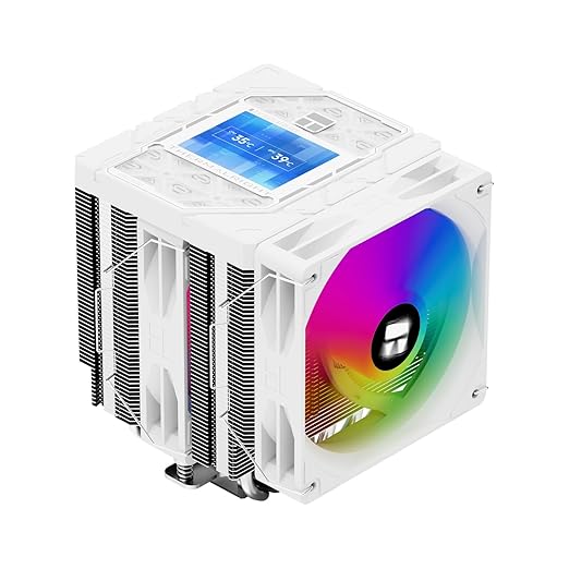 Thermalright Peerless Assassin 120 Vision ARGB White CPU Cooler, PC Cooling 6 Heat Pipes, 2.8’’ Magnetic Display Screen with 320x240 Resolution,for AM4/AM5 and Intel LGA1700/1851