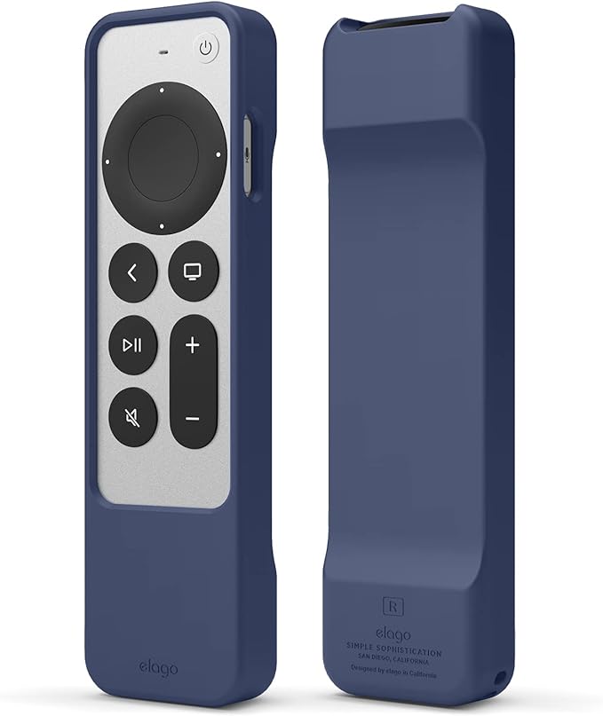 elago R1 Case Compatible with 2022 Apple TV 4K Siri Remote 3rd Gen, Compatible with 2021 Apple TV Siri Remote 2nd Gen- Magnet Technology, Lanyard Included, Full Access to All Functions [Jean Indigo]