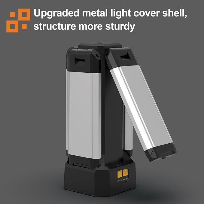 Upgraded Aluminum13200mAh Rechargeable Work Light with 78in Height Folding Stand and Carrying Bag, 8000 Lumen Cordless Camping Light, White/Warm/Nature White with Detachable Tripod (Remote)