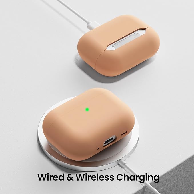 ORNARTO Compatible with AirPods Pro 3 Case 2025, Full Protective Hybrid Silicone for AirPods Pro 3rd Generation Case, Front LED Visible Skin Cover-Dark Salmon