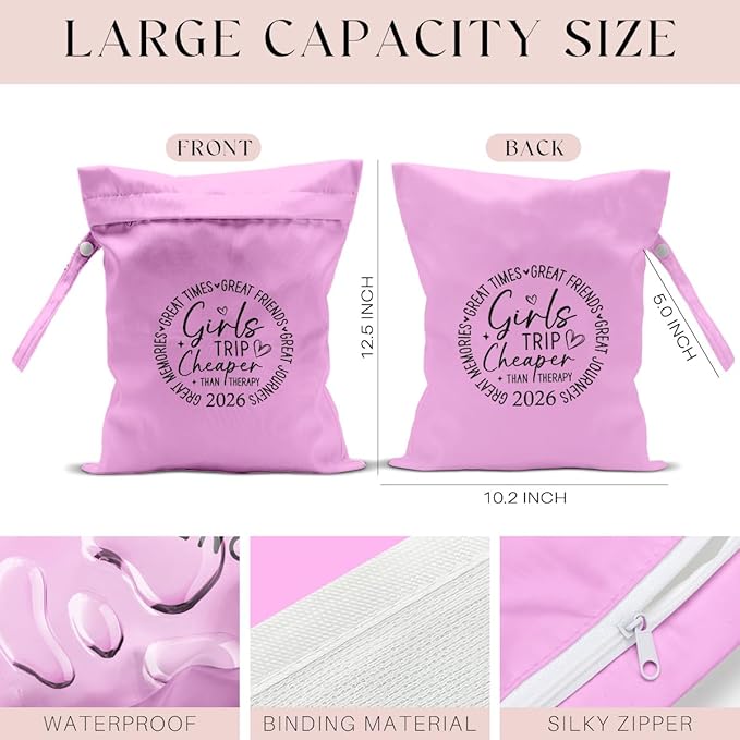 4Pcs Girls Trip Gifts Wet Dry Bag, Beach Bag Wet Bag Favors Aloha Bags, Sunscreen Bags Swimsuit Toiletry Travel Essentials For Women, For Beach Travel Laundry bags Dirty Diaper Swimsuit Gifts