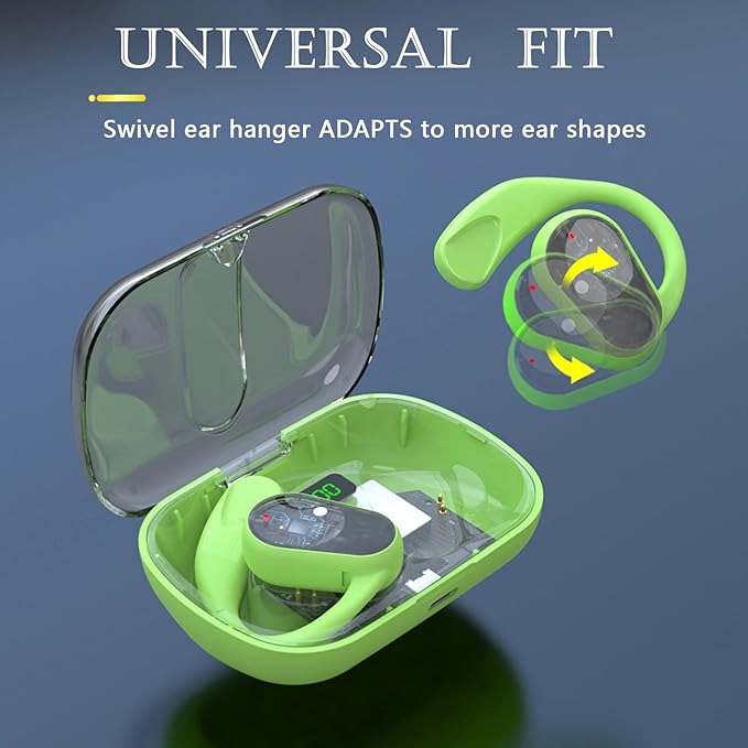 Purple Open Ear Bone Conduction Earbuds with Earhooks, Wireless Bluetooth, Sports Open Ear Headphones for Work, Running, Exercising, Gaming, Music, Travel