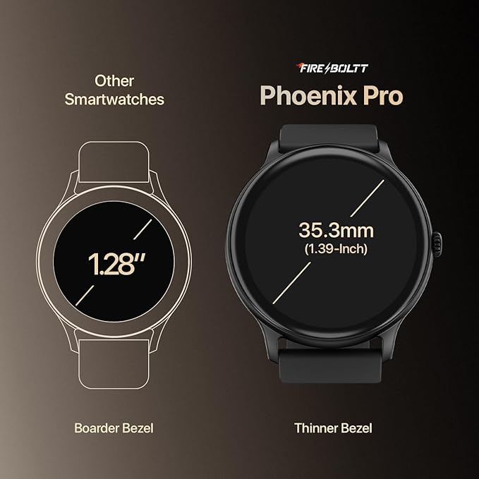 Fire-Boltt Phoenix Pro 35.3mm (1.39 inch) Bluetooth Calling Smart Watch, AI Voice Assistant, Metal Body with 120+ Sports Modes, SpO2, Heart Rate Monitoring (Black).