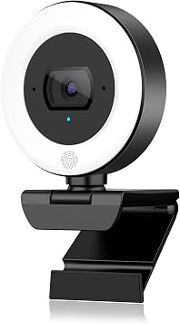 4K Webcam with Ring Light, PDAF Autofocus Web Camera for Desktop Computer