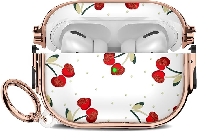for Airpods Pro Case, Protective TPU Soft Cases Cover Rugged for Airpod Pro Case 1st Gen, Shockproof for Airpods Pro 2019 Case Men Women with Keychain,Cherry Dot