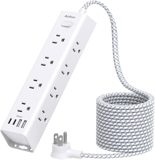 Power Strip Surge Protector with 12 AC Outlets 4 USB, 5FT Extension Cord