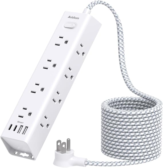 Power Strip Surge Protector with 12 AC Outlets 4 USB, 5FT Extension Cord