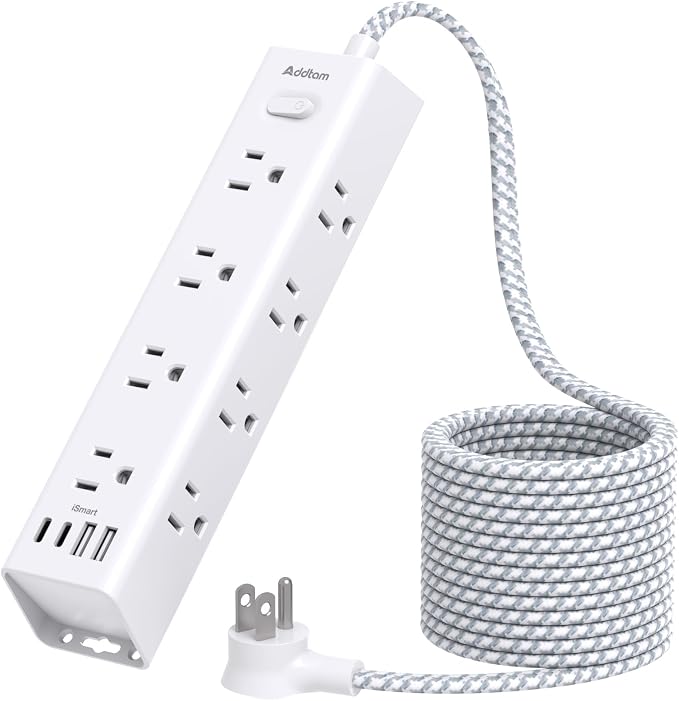 Power Strip Surge Protector with 12 AC Outlets 4 USB, 5FT Extension Cord