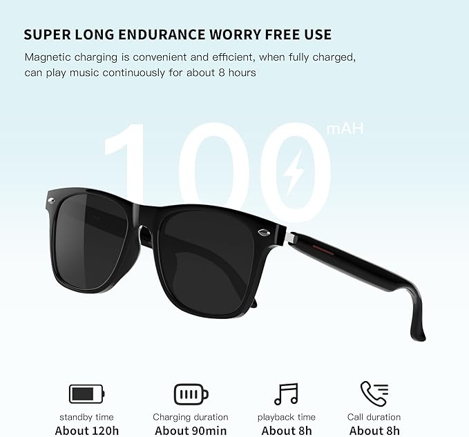 Smart Glasses, Bluetooth Sunglasses, New Upgraded Smart Glasses for Men/Women, Open Ear Speaker, Voice Assistant Compatible, Hands-Free Calls