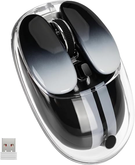 Dilter Transparent Wireless Mouse with RGB Lighting, Compact Multi-Device Bluetooth, 2.4G & Wired Computer Mouse, Rechargeable, Quiet Clicks, Cute Mice for Laptop, PC, Mac, iPad - Black Gradient - Image 5