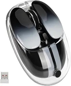 Dilter Transparent Wireless Mouse with RGB Lighting, Compact Multi-Device Bluetooth, 2.4G & Wired Computer Mouse, Rechargeable, Quiet Clicks, Cute Mice for Laptop, PC, Mac, iPad - Black Gradient - Image 1