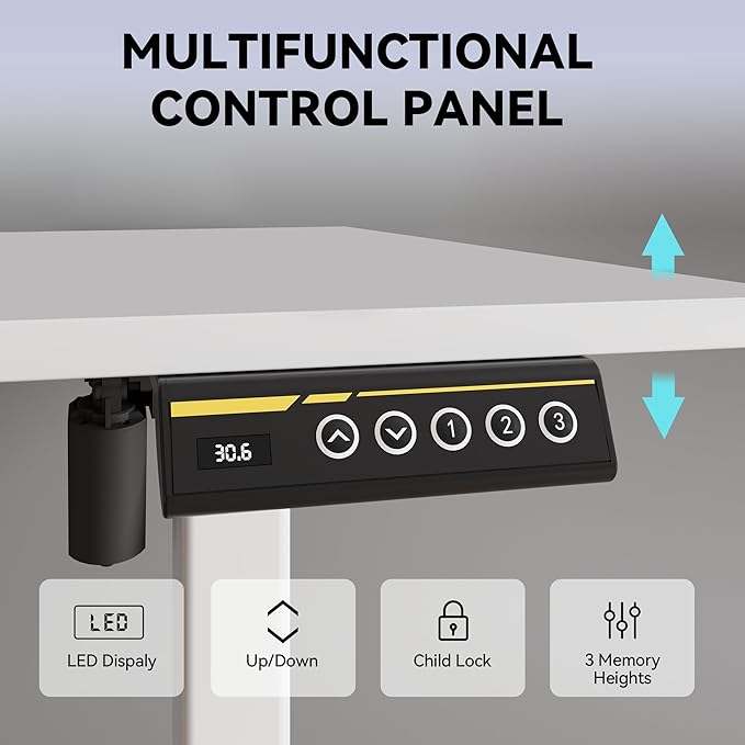 Electric Standing Desk48 x24 Adjustable Height Stand Up Desk with Lockable Wheels Ergonomic Sit Stand Desk for Work Office Home Computer Workstation (White)