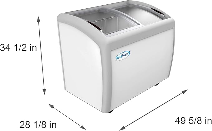 KoolMore - MCF-12C Commercial Ice Cream Freezer Display Case, Glass Top Chest Freezer with 4 Storage Baskets and Clear, Sliding Lid, Large 12.7 cu.ft Capacity, White