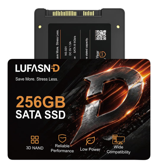 Internal 256GB SATA SSD, 2.5 Inch SSD SATA III 6Gb/s, Solid State Drive, Up to 520MB/s Read Speed, 3D NAND Flash, Compatible with Laptop & Desktop PC