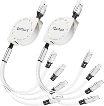 Multi Charging Cable,USB A to 4 in 1 Retractable Lightning/Dual Type-C/Micro Port Fast Charger Cord for iPhone 17 16 15 14 13 12 Pro Max,Galaxy S24/S23,Cell Phones Tablets Universal Use（2Pack-3.3ft）