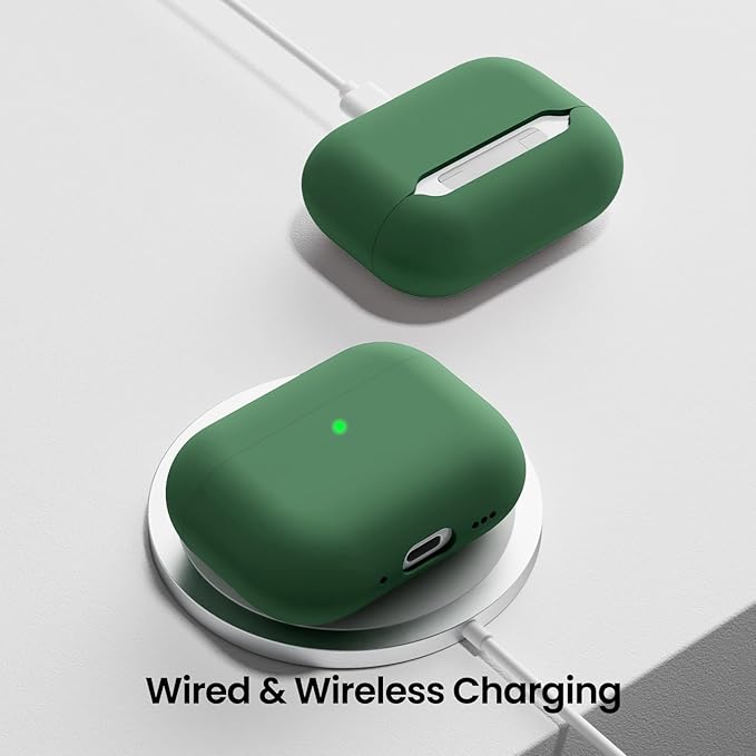 ORNARTO Compatible with AirPods Pro 3 Case 2025, Full Protective Hybrid Silicone for AirPods Pro 3rd Generation Case, Front LED Visible Skin Cover-Clover Green