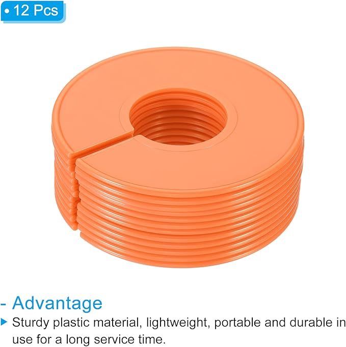 PATIKIL Clothes Dividers, 12 Pack Closet Clothing Rack Size Dividers Blank Labels Sorting Round Separator for Closet, Orange