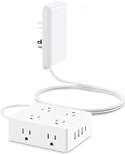 Olcorife Flat Extension Cord with Outlet Cover, Flat Plug Power Strip with 8 Outlets and 4 USB Ports, 5 FT Cord Hidden Outlet Extender for Tight Spaces - Image 1