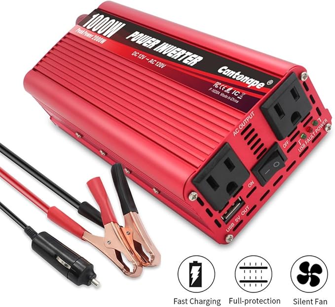 1000W Power Inverter DC 12V to 110V/120V AC Car Inverter with 3.1A USB Car Adapter and Cigarette Lighter for Vehicles Home Laptop Truck Trip