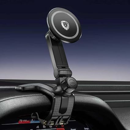JunDa Universal 360-Degree Rotating Car Phone Holder, Multifunctional Dashboard Phone Mount with Clip for All Smartphones, Secure Flexible Grip for Car Dash & Rearview Mirror
