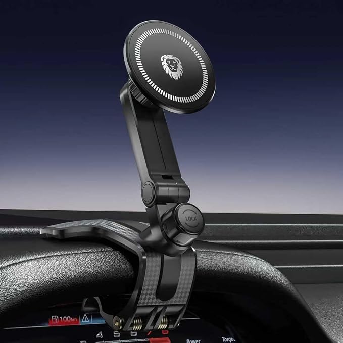 JunDa Universal 360-Degree Rotating Car Phone Holder, Multifunctional Dashboard Phone Mount with Clip for All Smartphones, Secure Flexible Grip for Car Dash & Rearview Mirror