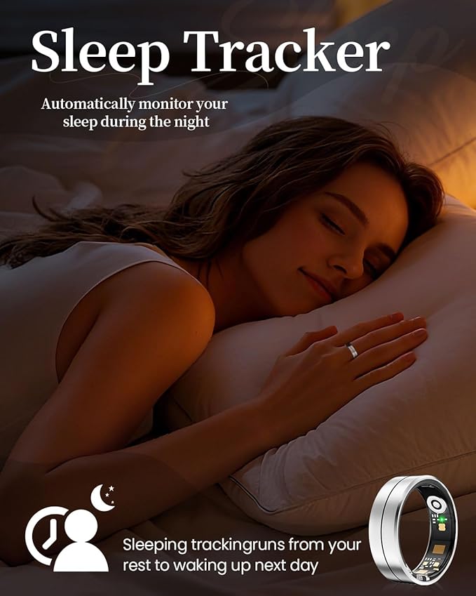 Smart Rings for Women Men - Fitness Health Tracker with Sleep Monitoring Heart Rate and Activity Tracking,Blood Oxygen Monitor IP68 Waterproof No Subscription Fee iOS Android Compatible(Silver10)