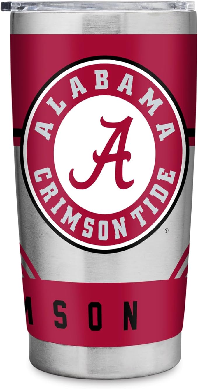 Rico Industries NCAA 20oz Stainless Steel Tumbler with Lid - Great For Coffee, Tea, Water or Cocktails