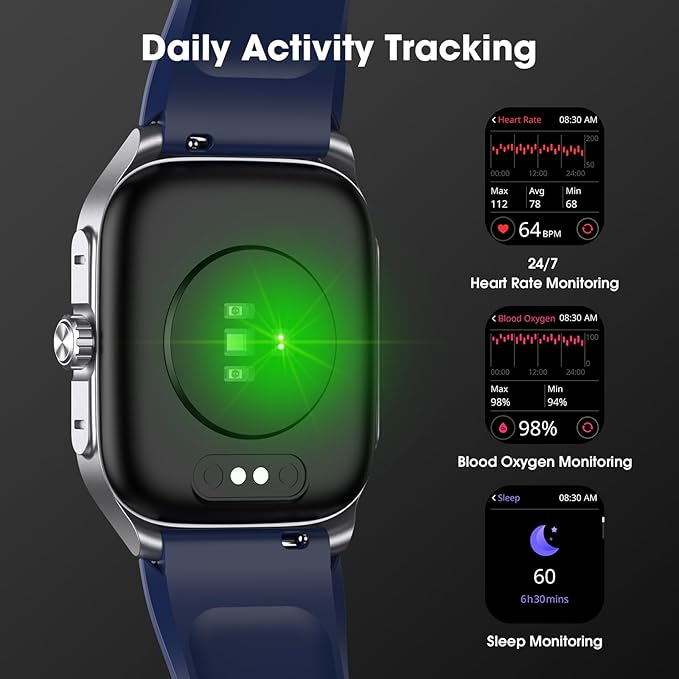 EURANS Smart Watch Classic Style for Men, Metal Watch, 14 Days Battery Heart Rate Step Counter No App/Phone Required, 10 Meters Waterproof, Bluetooth Call(Answer/Dial Calls), 1.85'' AMOLED Display