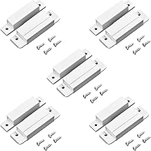 QWORK MC-31 Wired Surface-Mounted NC Magnetic Door Window Contact Sensor Alarm Reed Switch, White, Pack of 5 with 20 Screws - Image 1