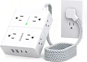 One Beat Flat Plug Surge Protector Power Strip, 6 Ft Flat Extension Cord