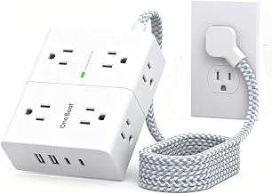 One Beat Flat Plug Surge Protector Power Strip, 6 Ft Flat Extension Cord - Image 1