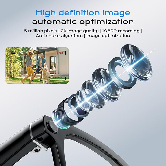 AI Smart Glasses,HD 1080P Camera Glasses with Video Recording & Photo Taking,140+ Language Real-Time Translation Glasses Perfect for Travel, Business(Transparent Anti-Blue)