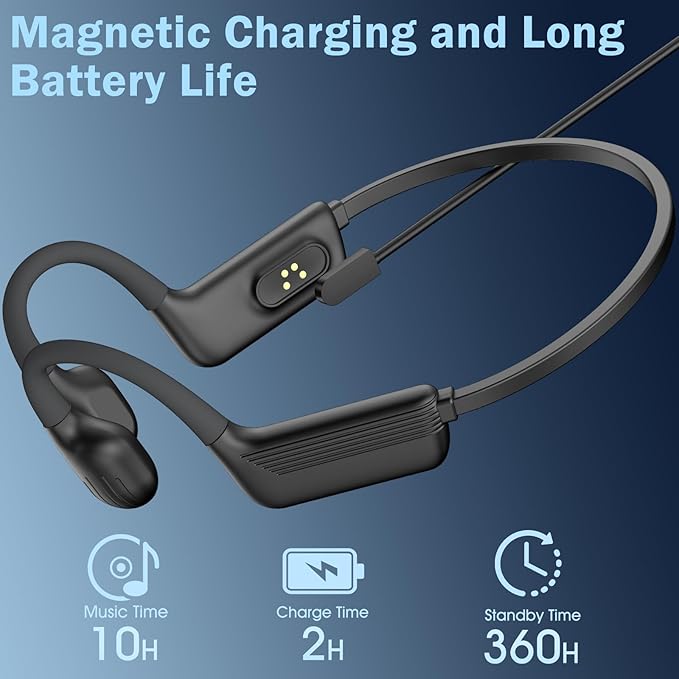 Swimming Headphones-Bone Conduction Headphones, IP68 Waterproof Open Earphones, LiteSurge Bluetooth 5.4 Underwater Sport Earbuds with 32 GB MP3 Memory for Swimming, Marathon-Inky Black