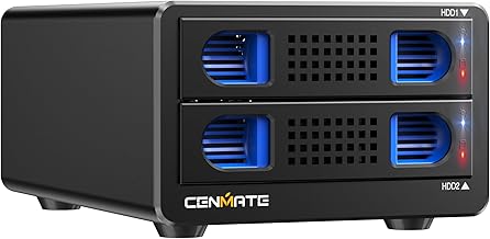 CENMATE Aluminum 2 Bay Hard Drive Enclosure with Cooling Fan for 2.5“/3.5" SATA HDD/SSD with USB A/C 3.0, Support Hot Swappable, Tool-Free HDD Enclosure, DAS(NO RAID/NAS) - Image 1