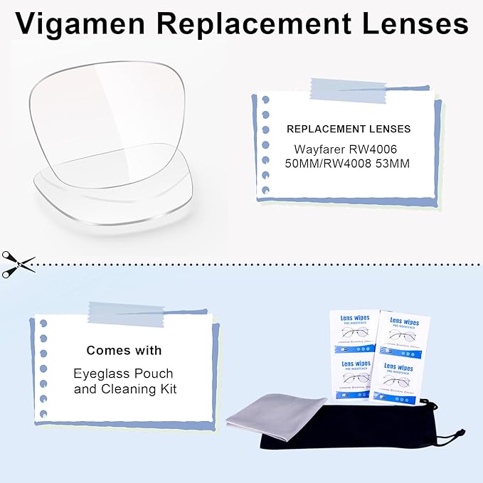 Replacement Lenses Compatible with Ray-Ban Meta Wayfarer RW4006 50mm Smart Glasses for Women Men-Non/Polarized Lenses