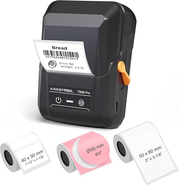 SUPVAN T50M Pro Bluetooth Label Maker Machine with 3 Tapes, Wide Waterproof Label, Versatile App with 40 Fonts and 650+ Icons, Inkless Labeler for Home, Kitchen, School, Office Organization, Black
