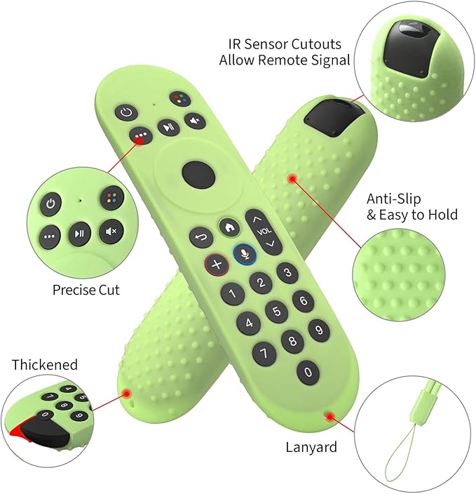 Hi Color Silicone Cover for XR100 Xfinity Xumo Stream Box Remote Cover Xumo Streaming Box Remote Case Shockproof Anti-Slip Silicone Sleeve with Lanyard (Glow Green)