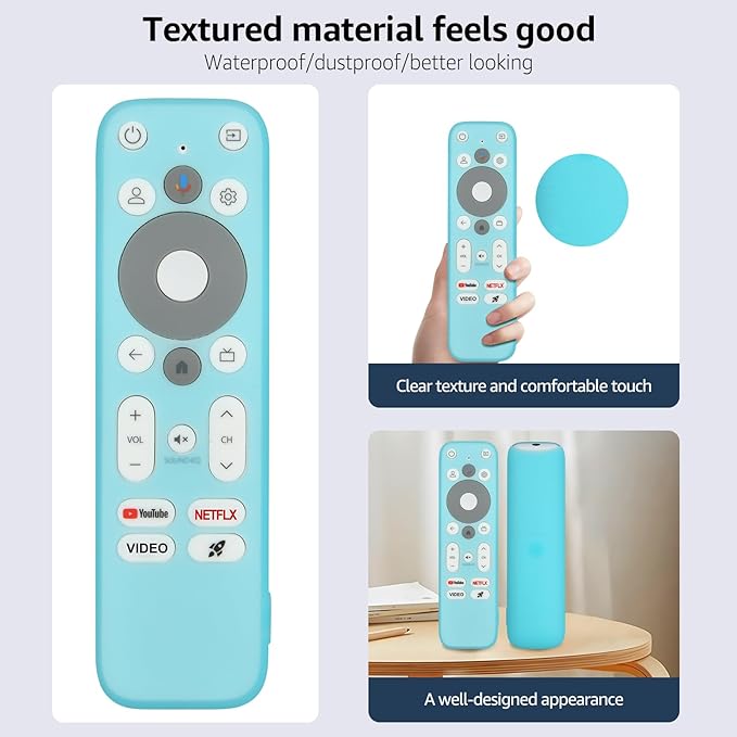 [Glow Blue] Luminous Remote Cover Compatible with Onn Android TV 4K UHD Stick TV Box 100024646 100026240 Remote Controller Lightweight Anti-Slip Skin-Friendly Silicone Skin Sleeve