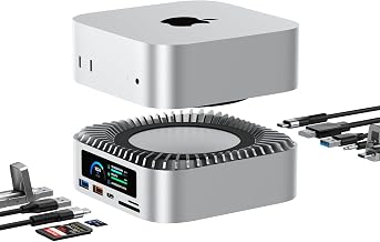 RayCue All-in-One Dock for Mac mini M6, M5 Pro, M4 with Smart Displays, NVMe/SATA SSD Enclosure, 4K60Hz HDMI, 10G USB-A/C, 5G USB-A*2, USB-C Charging, SD/TF, Audio – Mac mini M4 HUB &Docking Station - Image 1