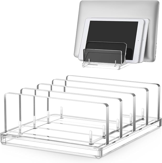 Chunful 4 Slot Adjustable Vertical Laptop Stand for Desk