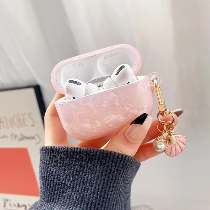 Compatible with Airpods 3rd Generation Case, PHOEACC Dream Luxury Airpod 3 Case Cute Protective Cover with Shell Pearl Keychain for Girls Teens Women (Pink)