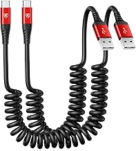 USB to USB C Cable Fast Charging 3ft, 2Pack Coiled USB C Charger Cable - Image 1