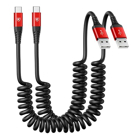 USB to USB C Cable Fast Charging 3ft, 2Pack Coiled USB C Charger Cable