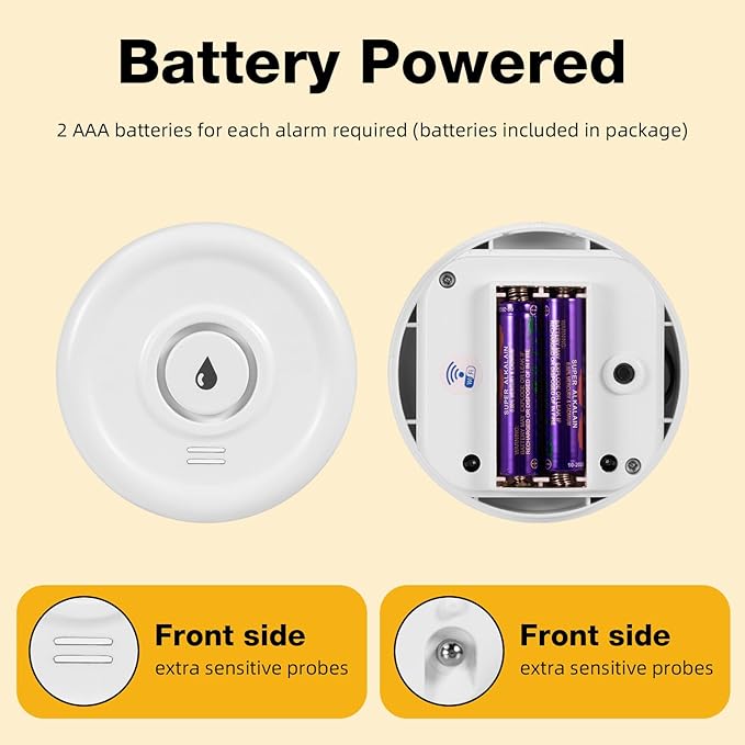 5 Pack WiFi Water Leak Sensor, 100 dB Water Alarm Leak Detector, for Home, Basement, Bathroom, Kitchen(5 Pack)