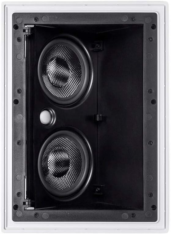 Monoprice 2-way Carbon Fiber In-Wall Surround Speaker - Dual 5.25 Inch (Single) Vari-Angled With Paintable Grille - Alpha Series Black