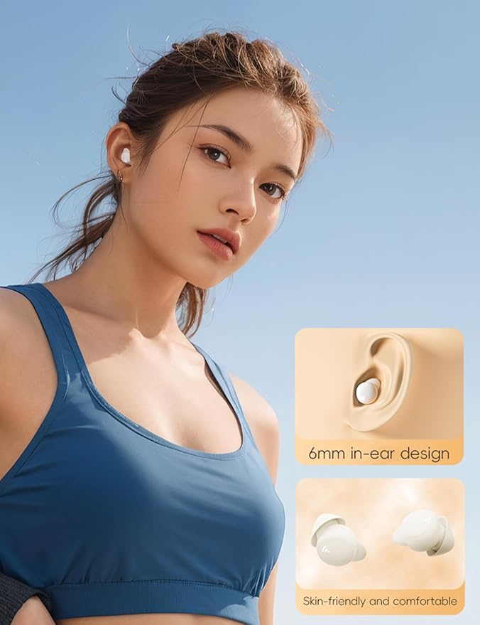 Sleep Headphones for Side Sleepers, Wireless Bluetooth 5.3 Earbuds with 28H Case, HiFi Stereo, Noise Cancelling Sleeping Headphones, Soft Comfortable Invisible for Sleeping