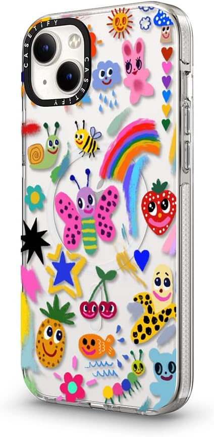 CASETiFY Clear iPhone 14 Plus Case [Not Yellowing / 6.6 ft. 3X Military Grade Drop Protection/Magsafe] - Good Vibes - Clear