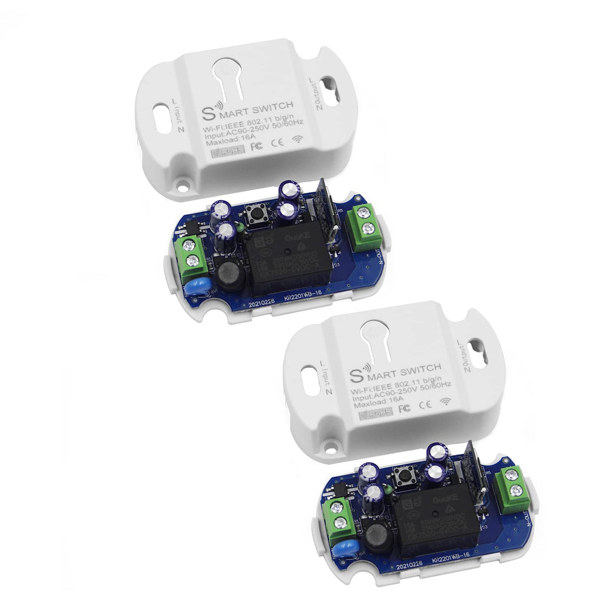16A Inline WiFi Smart Switch Relay, 120V Smart Life Wireless Module