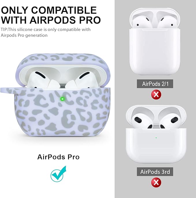 Cheetah Leopard Silicone Compatible with AirPods Pro Case 2019, Gawnock Soft Case Cover Flexible for Print Cover for Women Girls with Keychain - (#Light Purple Leopard)