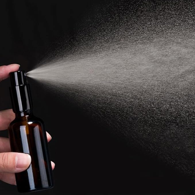 YIZHAO Clear Glass Spray Bottles 4oz, with Small Fine Mist Spray, Metal Cap, Refillable for Essential Oil,Travel,Cleaning,Perfume,Aromatherapy,Makeup – 4 Pcs